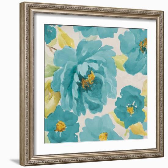 Teal Floral Delicate II-Lanie Loreth-Framed Art Print