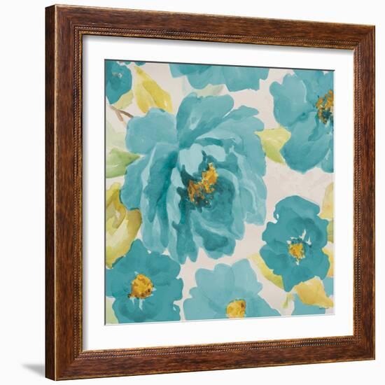 Teal Floral Delicate II-Lanie Loreth-Framed Art Print