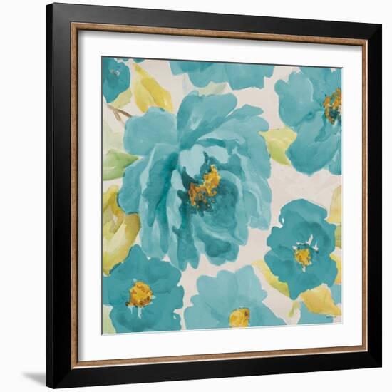Teal Floral Delicate II-Lanie Loreth-Framed Art Print