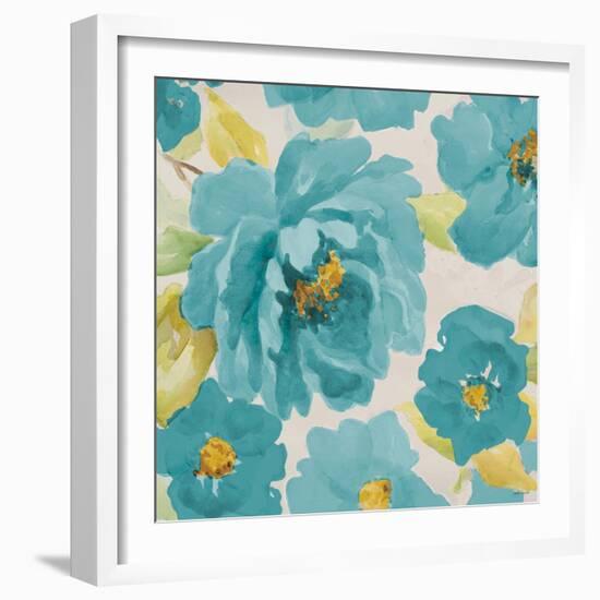 Teal Floral Delicate II-Lanie Loreth-Framed Art Print