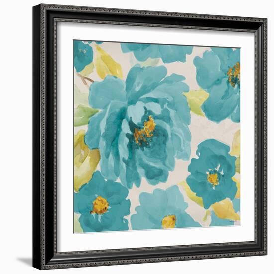 Teal Floral Delicate II-Lanie Loreth-Framed Art Print