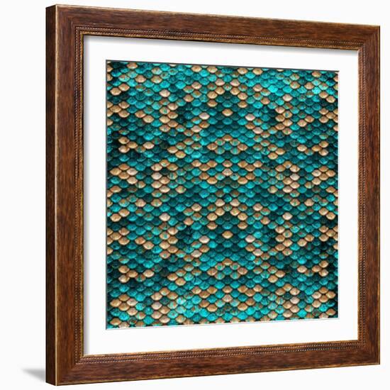 Teal Gold Scales-Milli Villa-Framed Art Print