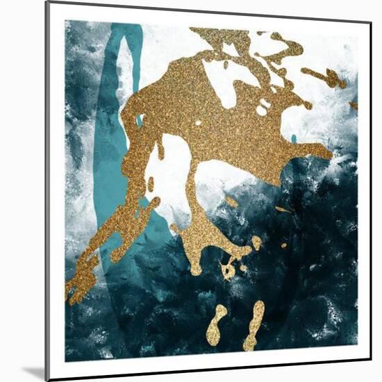 Teal Gold Splash 2-Kimberly Allen-Mounted Art Print