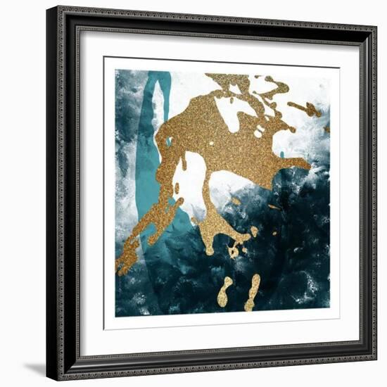 Teal Gold Splash 2-Kimberly Allen-Framed Art Print