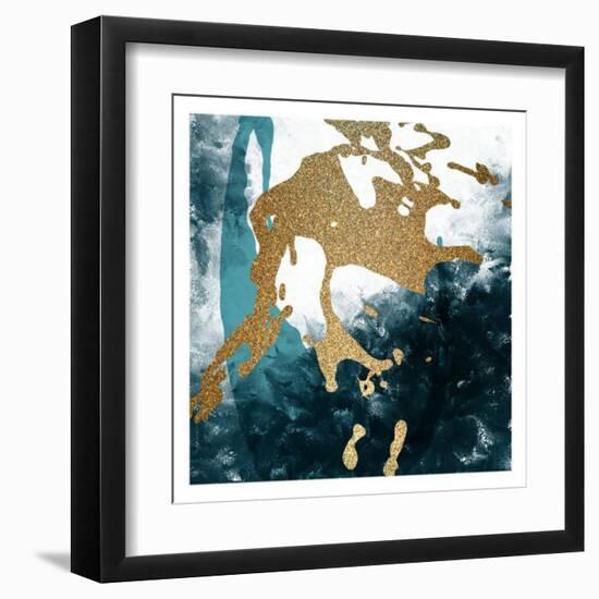 Teal Gold Splash 2-Kimberly Allen-Framed Art Print