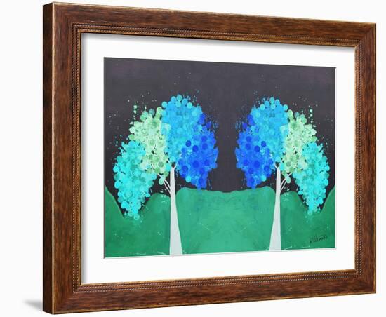 Teal Green Folksy Trees-Ruth Palmer-Framed Art Print