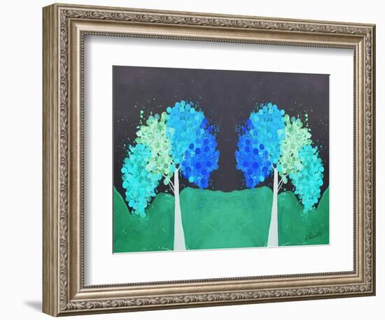 Teal Green Folksy Trees-Ruth Palmer-Framed Art Print