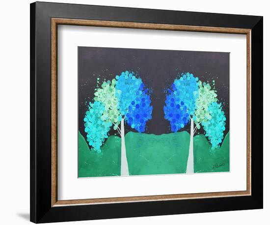 Teal Green Folksy Trees-Ruth Palmer-Framed Art Print