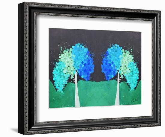 Teal Green Folksy Trees-Ruth Palmer-Framed Art Print