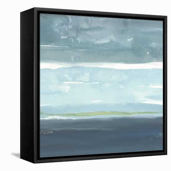 Teal Horizon II-Rob Delamater-Framed Stretched Canvas