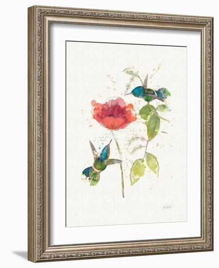 Teal Hummingbirds II Flower-Katie Pertiet-Framed Art Print