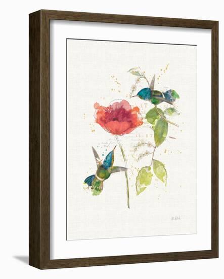 Teal Hummingbirds II Flower-Katie Pertiet-Framed Art Print