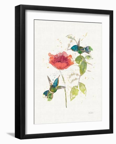 Teal Hummingbirds II Flower-Katie Pertiet-Framed Art Print