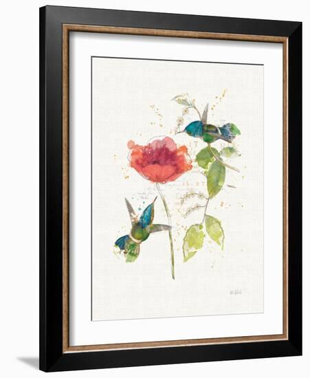 Teal Hummingbirds II Flower-Katie Pertiet-Framed Art Print