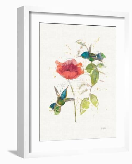 Teal Hummingbirds II Flower-Katie Pertiet-Framed Art Print