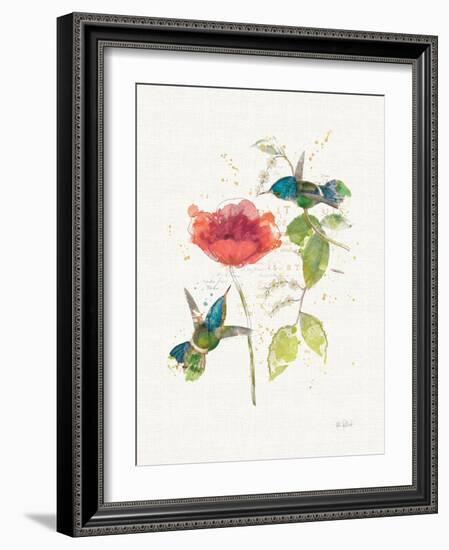 Teal Hummingbirds II Flower-Katie Pertiet-Framed Art Print