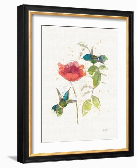 Teal Hummingbirds II Flower-Katie Pertiet-Framed Art Print