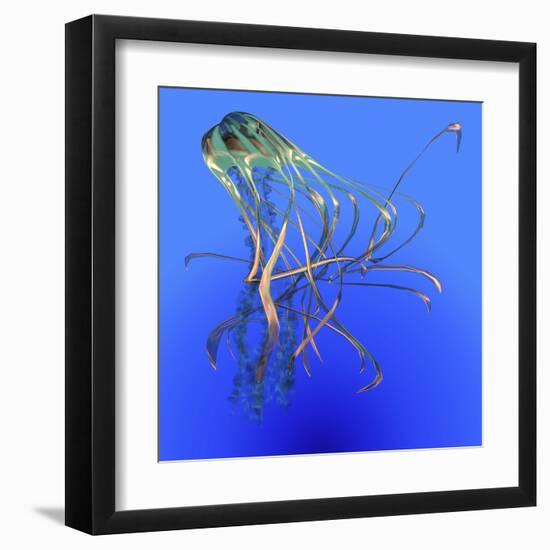 Teal Jellyfish Illustration-Stocktrek Images-Framed Art Print