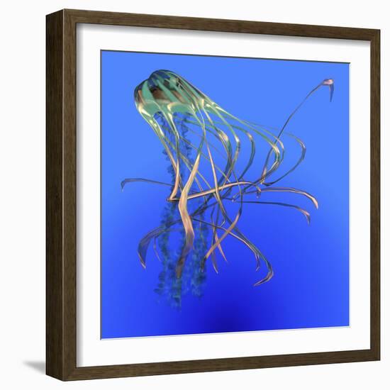 Teal Jellyfish Illustration-Stocktrek Images-Framed Art Print