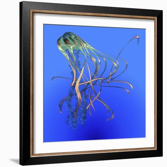 Teal Jellyfish Illustration-Stocktrek Images-Framed Art Print