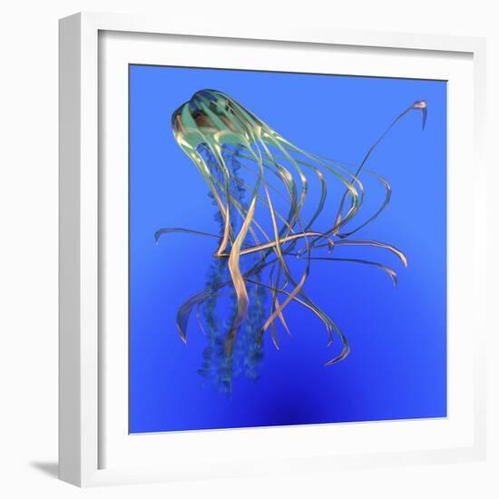 Teal Jellyfish Illustration-Stocktrek Images-Framed Art Print