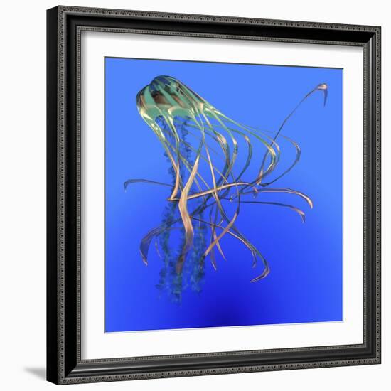 Teal Jellyfish Illustration-Stocktrek Images-Framed Art Print