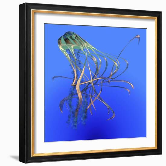 Teal Jellyfish Illustration-Stocktrek Images-Framed Art Print