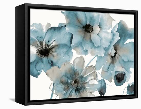 Teal Kissed Hues-Victoria Brown-Framed Stretched Canvas