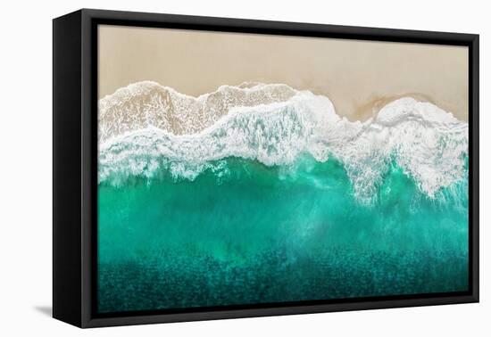 Teal Ocean Waves From Above I-Maggie Olsen-Framed Stretched Canvas