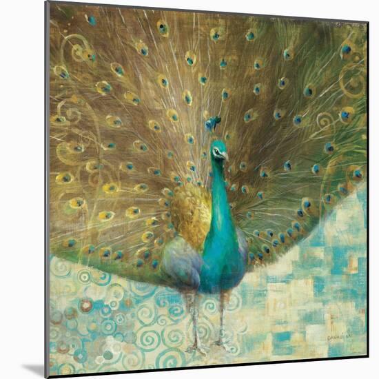 Teal Peacock on Gold-Danhui Nai-Mounted Art Print