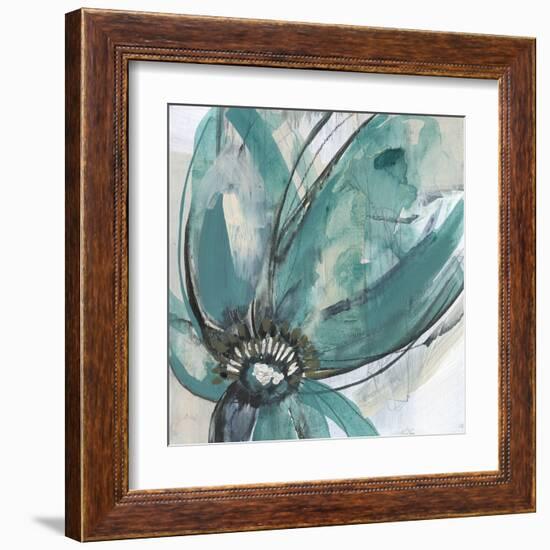 Teal Petals I-Jennifer Goldberger-Framed Art Print