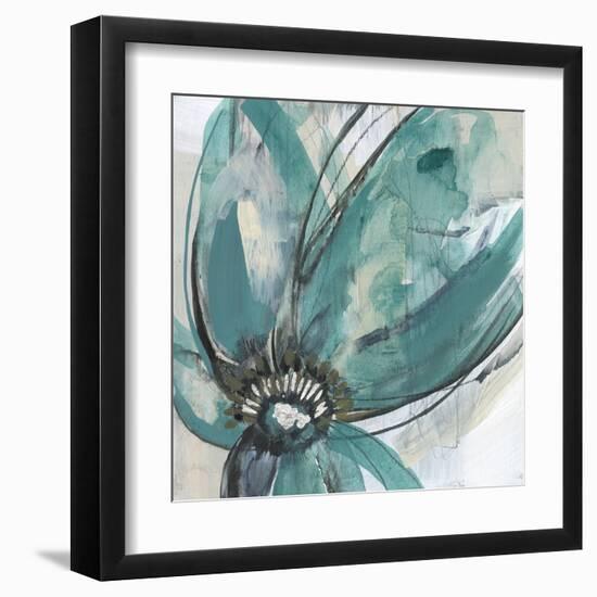 Teal Petals I-Jennifer Goldberger-Framed Art Print