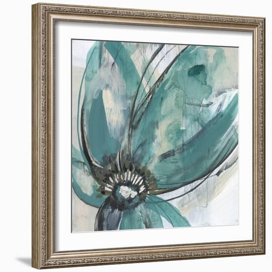 Teal Petals I-Jennifer Goldberger-Framed Art Print