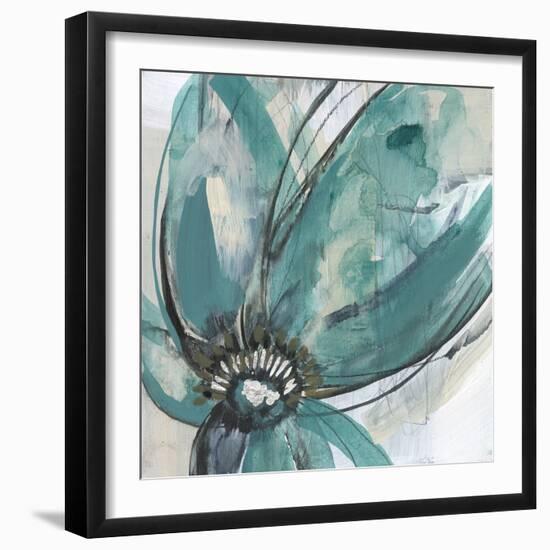 Teal Petals I-Jennifer Goldberger-Framed Art Print