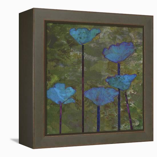 Teal Poppies I-Ricki Mountain-Framed Stretched Canvas