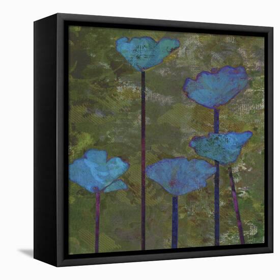 Teal Poppies I-Ricki Mountain-Framed Stretched Canvas