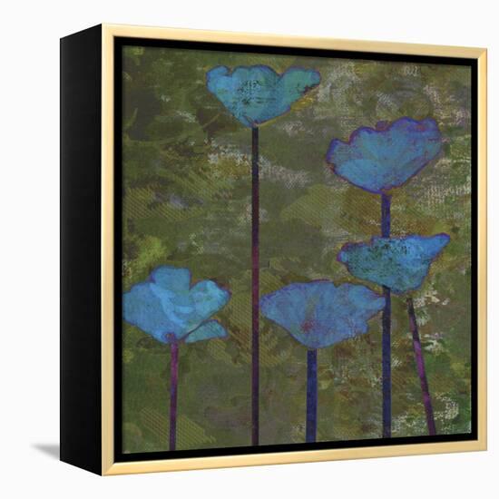 Teal Poppies I-Ricki Mountain-Framed Stretched Canvas