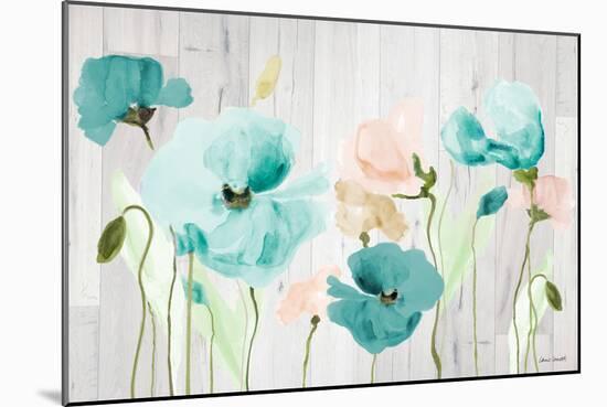 Teal Poppies on Wood-Lanie Loreth-Mounted Art Print