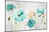 Teal Poppies on Wood-Lanie Loreth-Mounted Art Print