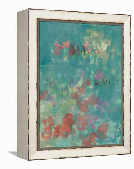 Teal Rose Garden II-Jennifer Goldberger-Framed Stretched Canvas