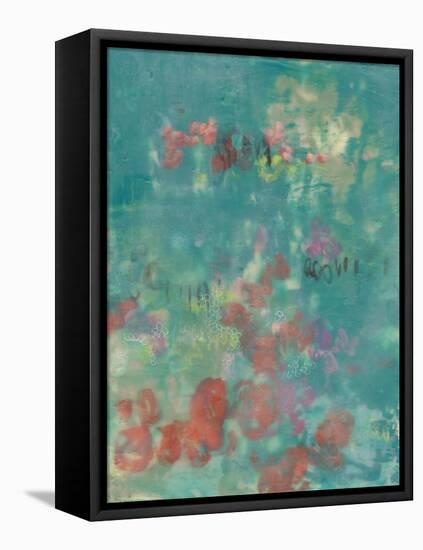 Teal Rose Garden II-Jennifer Goldberger-Framed Stretched Canvas