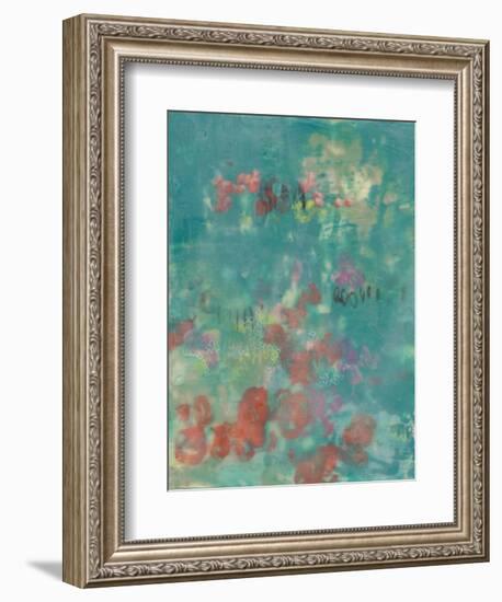 Teal Rose Garden II-Jennifer Goldberger-Framed Art Print
