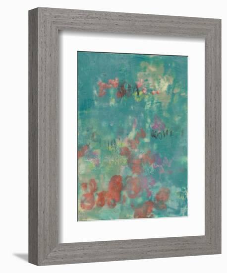 Teal Rose Garden II-Jennifer Goldberger-Framed Art Print