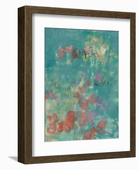 Teal Rose Garden II-Jennifer Goldberger-Framed Art Print