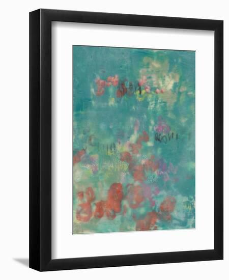 Teal Rose Garden II-Jennifer Goldberger-Framed Art Print