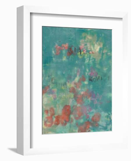 Teal Rose Garden II-Jennifer Goldberger-Framed Art Print