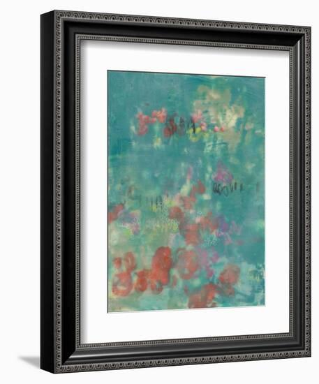 Teal Rose Garden II-Jennifer Goldberger-Framed Art Print