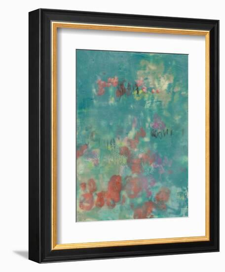 Teal Rose Garden II-Jennifer Goldberger-Framed Art Print