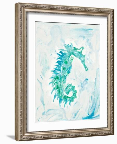 Teal Seahorse-Ajoya Grace-Framed Art Print