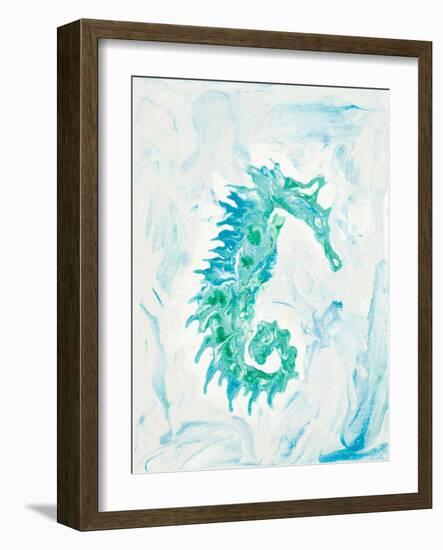 Teal Seahorse-Ajoya Grace-Framed Art Print